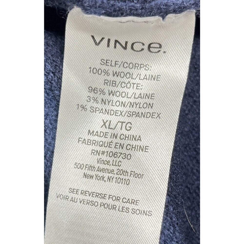 Vince 100% Wool Sweater Mens XL Blue‎ Stripe Crew Neck Cozy Soft Ribbed Cuffs - Picture 4 of 9